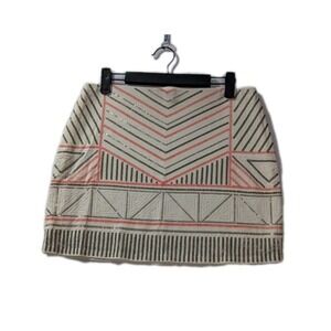 Express Y2K‎ Embellished Mini Skirt S White Coral Metallic Sequin Geometric